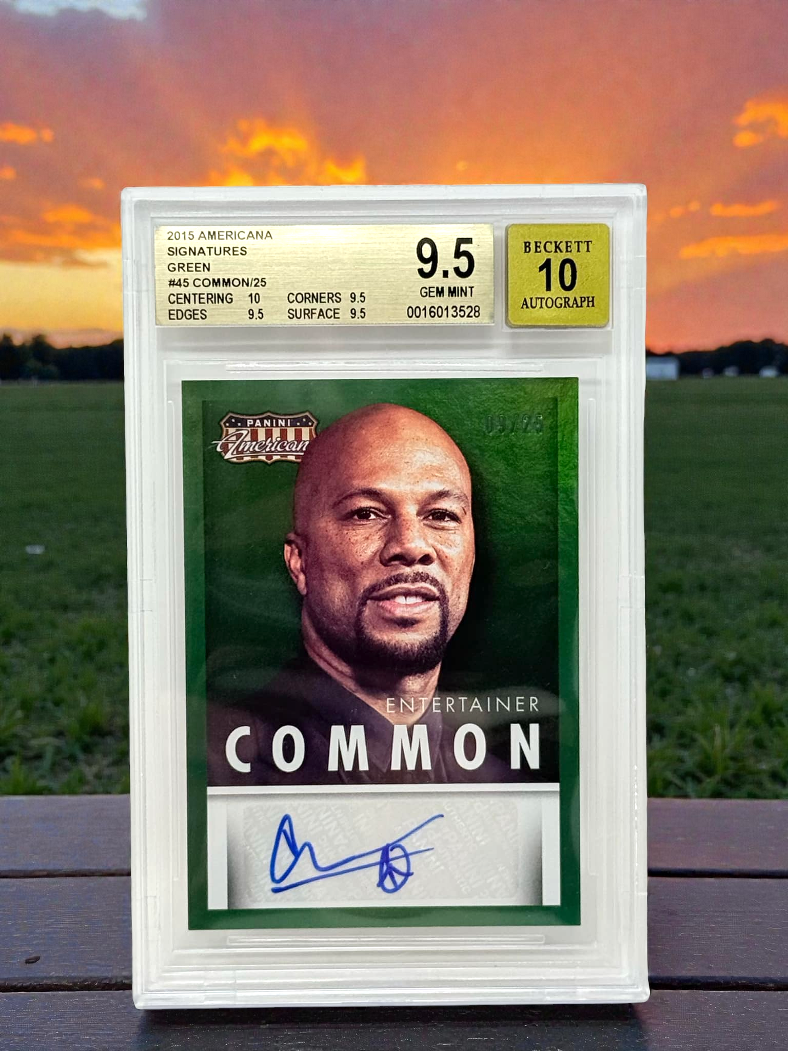 COMMON - Green Parallel AUTOGRAPHED - 25 MADE - 2015 Panini Americana - Graded Card - BGS GEM MINT 9.5 / 10