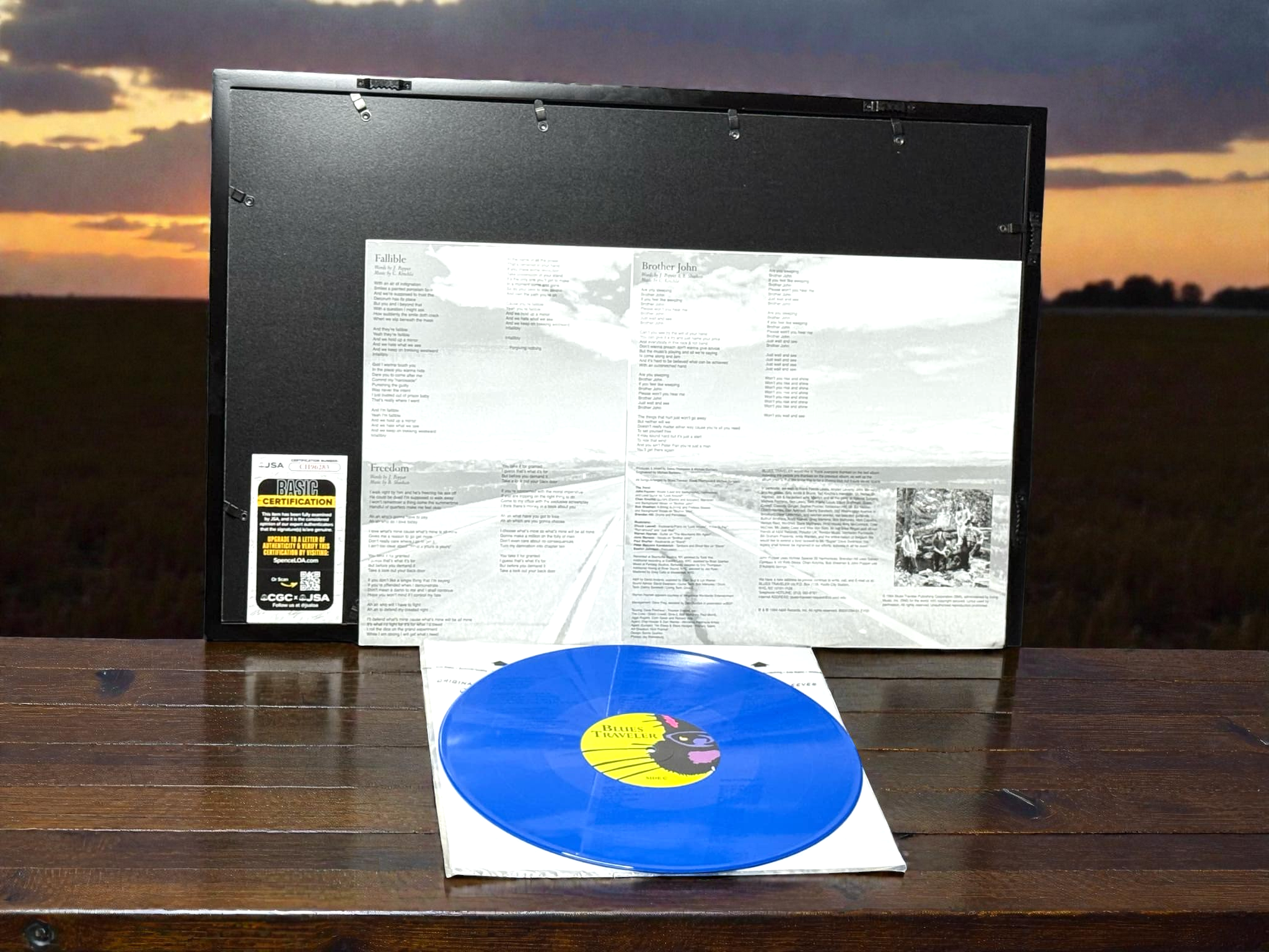 Blues Traveler - Four - 2LP Limited Blue Vinyl LP - Full Band Signed w/ John Popper - Framed - JSA Certified