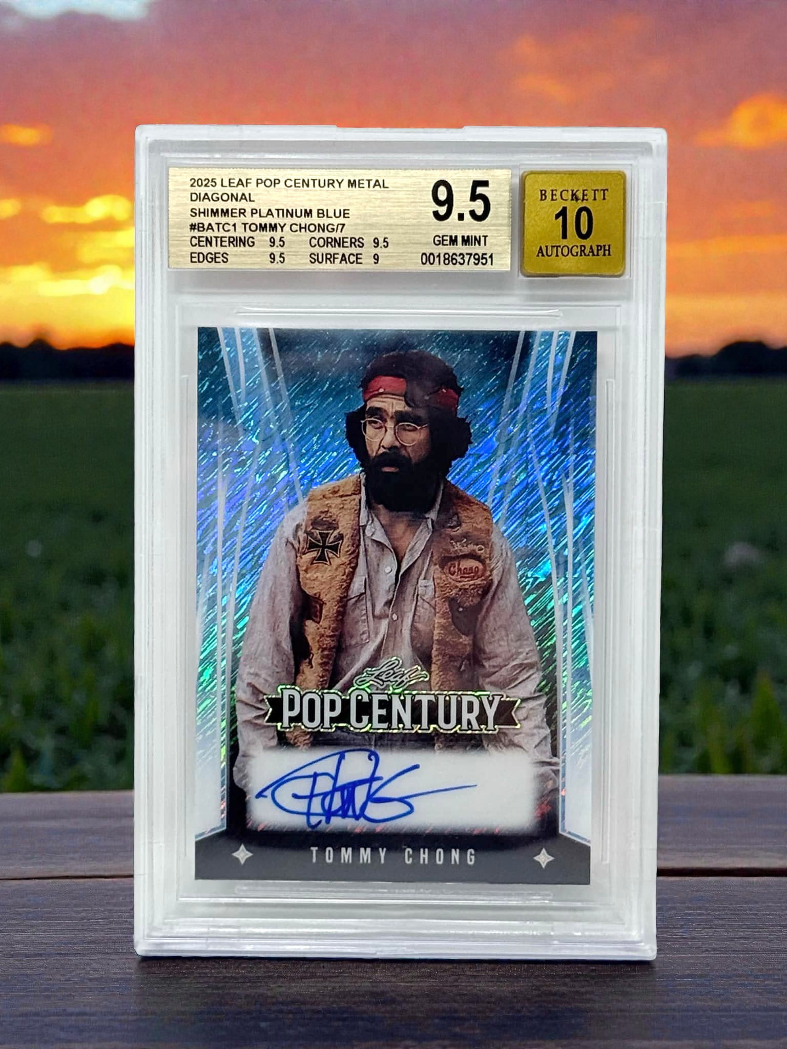 TOMMY CHONG - Shimmer Platinum Blue - AUTOGRAPHED - ONLY 7 MADE - 2025 Leaf Pop Century - Graded Card - BGS GEM MINT 9.5 / 10