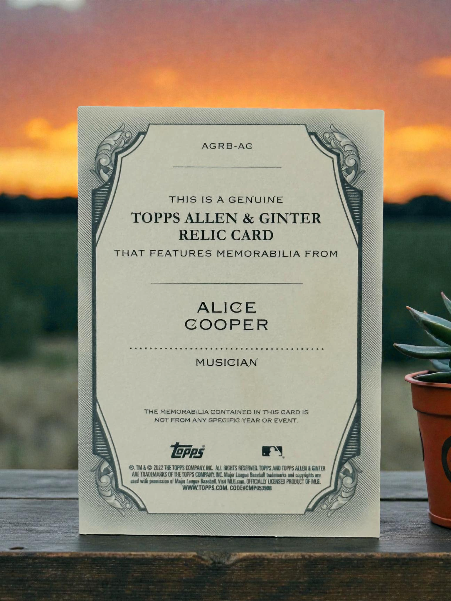 ALICE COOPER - Genuine Memorabilia Relic Card - 2022 Topps Allen & Ginter