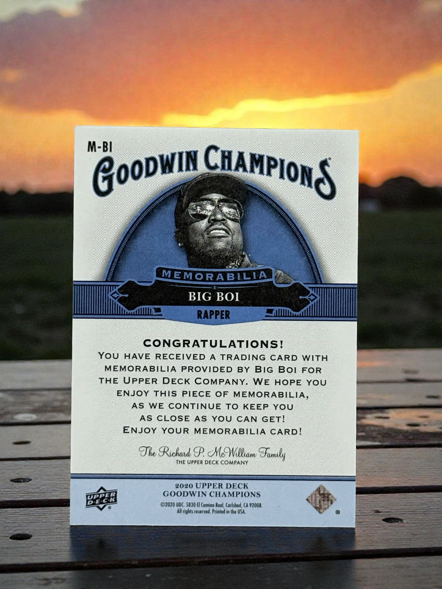 BIG BOI from OUTKAST - Genuine Memorabilia Relic Card - 2020 Topps Allen & Ginter